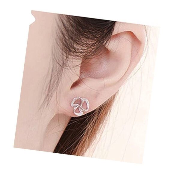 💐 925 Sterling Silver Clover CZ Earrings - Picture 2 of 9